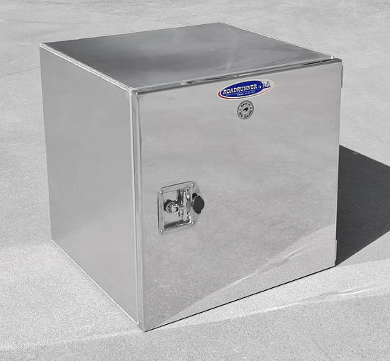 Square Toolbox (600H x 600D x 600L) - 4mm Aluminium, Single Stainless Steel Door & Shelf